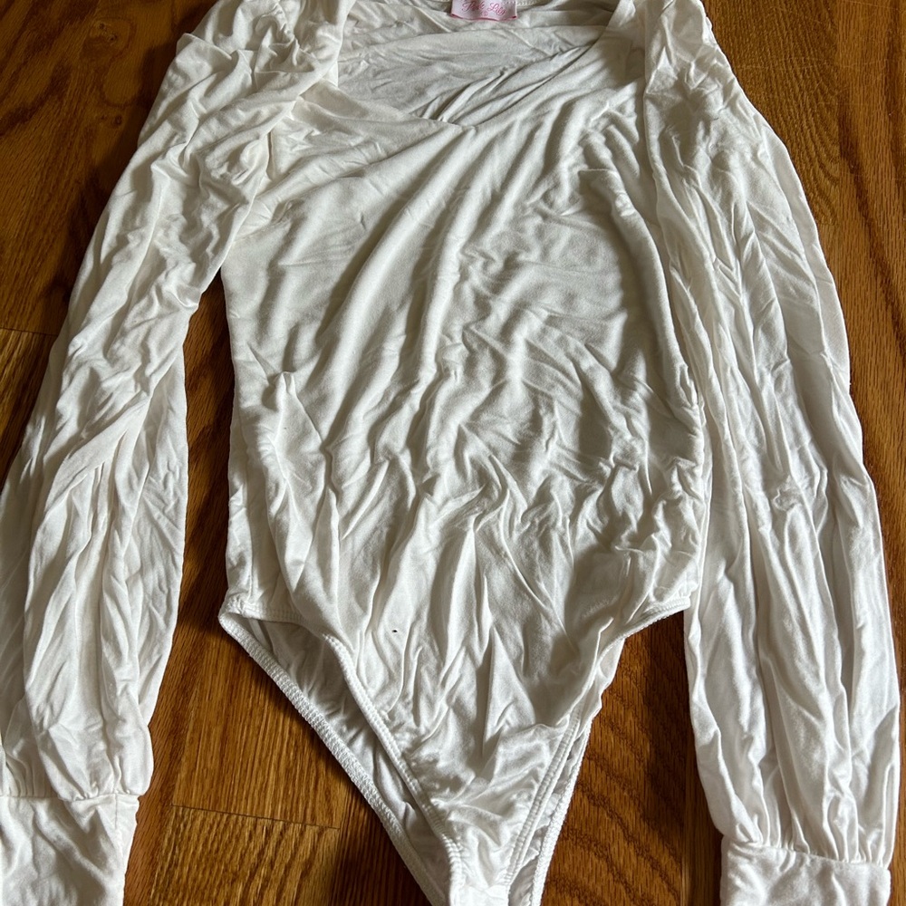 Pink Lily White Long Sleeve Bodysuit
